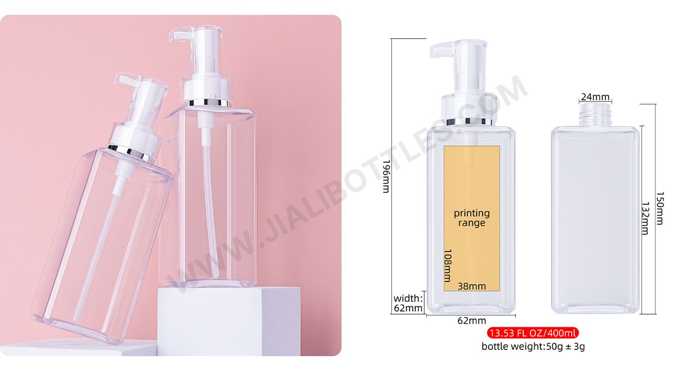 400 ml high transparency PET plastic shampoo bottle